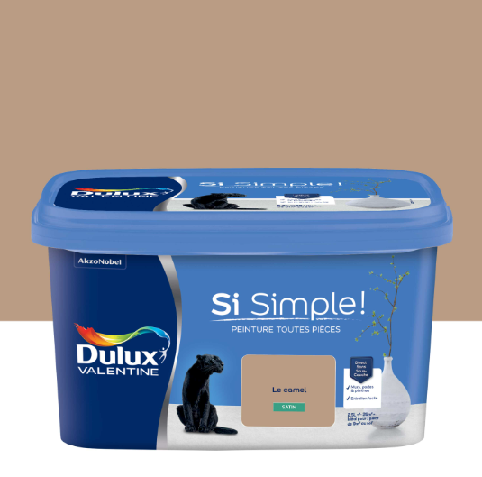 Peinture mur, boiserie camel satin DULUX VALENTINE Si simple ! 2.5L