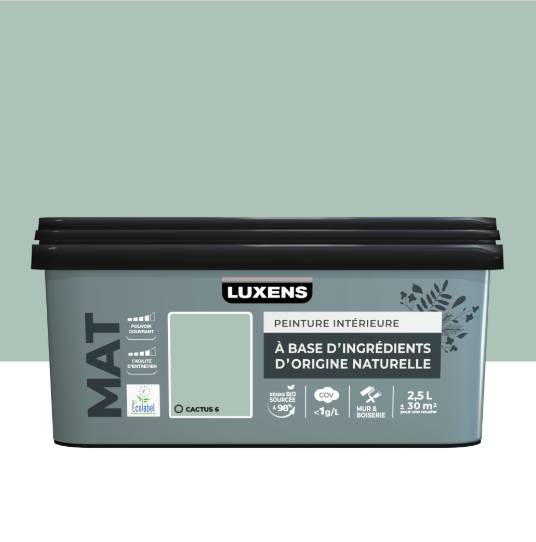 Peinture mur, boiserie cactus 6 mat LUXENS Biosourcée 2.5L
