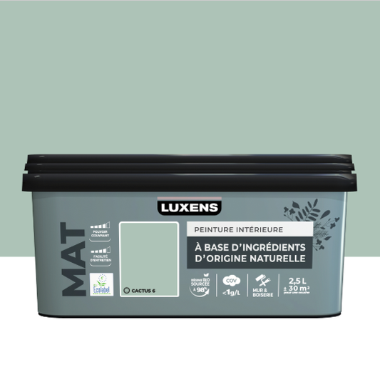 Peinture mur, boiserie cactus 6 mat LUXENS Biosourcée 2.5L