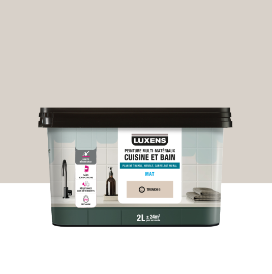 Peinture carrelage, meuble, crédence trench 6 mat LUXENS Cuisine et bain 2L