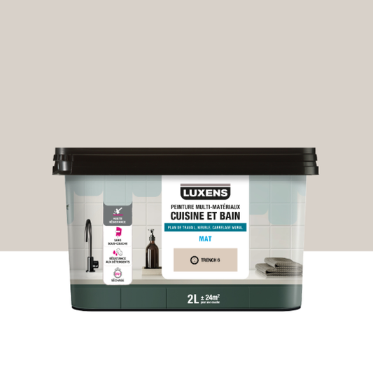 Peinture carrelage, meuble, crédence trench 6 mat LUXENS Cuisine et bain 2L