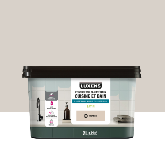 Peinture carrelage, meuble, crédence trench 6 satin LUXENS Cuisine et bain 2L