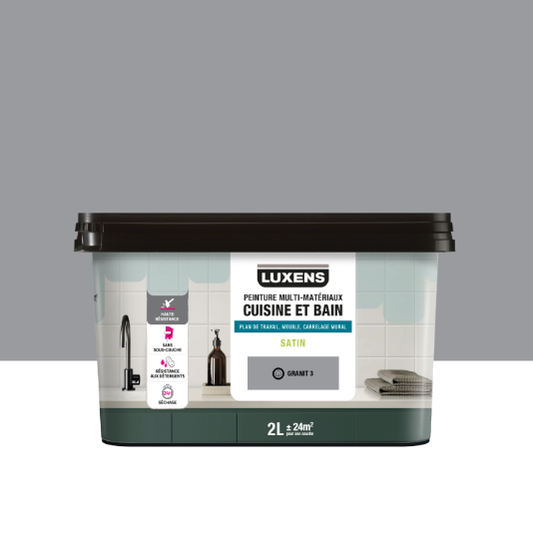 Peinture carrelage, meuble, crédence granit 3 satin LUXENS Cuisine et bain 2L