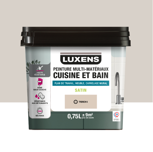 Peinture carrelage, meuble, crédence trench 6 satin LUXENS Cuisine et bain 0.75l