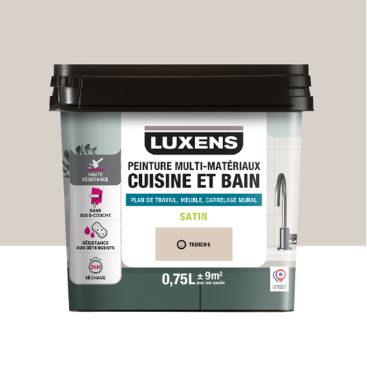 Peinture carrelage, meuble, crédence trench 6 satin LUXENS Cuisine et bain 0.75l
