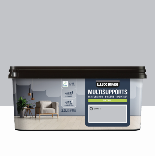 Peinture mur, boiserie, radiateur granit 5 satin LUXENS , 2.5L