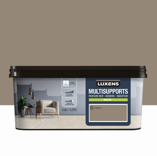 Peinture mur, boiserie, radiateur trench 3 satin LUXENS , 2.5L