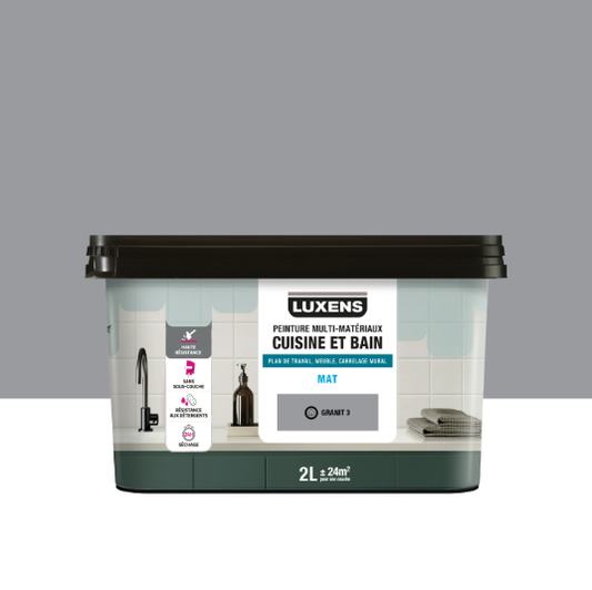 Peinture carrelage, meuble, crédence granit 3 mat LUXENS Cuisine et bain 2L