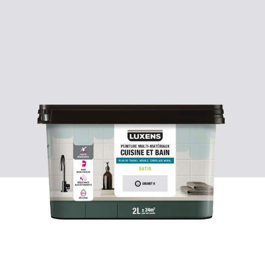 Peinture carrelage, meuble, crédence granit 6 satin LUXENS Cuisine et bain 2L
