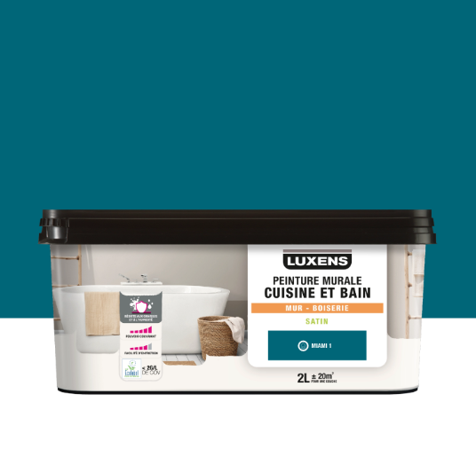 Peinture mur, boiserie miami 1 satin LUXENS Cuisine et bain 2L