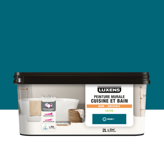 Peinture mur, boiserie miami 1 satin LUXENS Cuisine et bain 2L