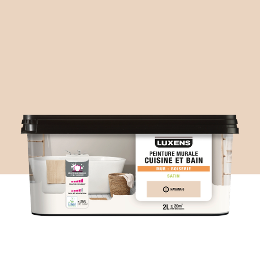 Peinture mur, boiserie havana 6 satin LUXENS Cuisine et bain 2L