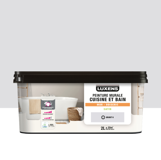 Peinture mur, boiserie granit 6 satin LUXENS Cuisine et bain 2L