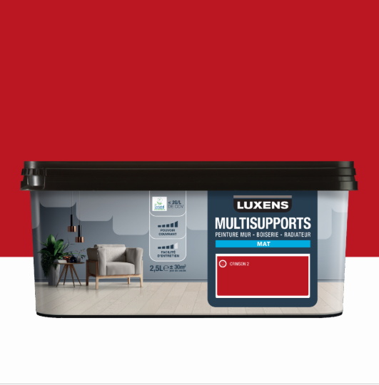 Peinture mur, boiserie, radiateur crimson 2 mat LUXENS , 2.5L