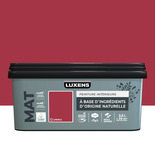 Peinture mur, boiserie litchi 2 mat LUXENS Biosourcée 2.5L