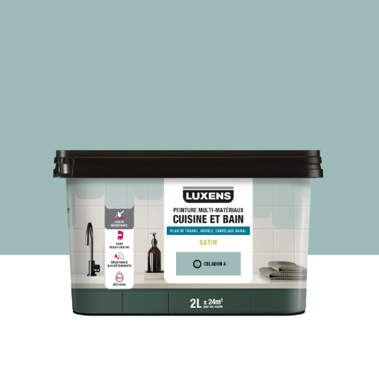 Peinture carrelage, meuble, crédence celadon 4 satin LUXENS Cuisine et bain 2L