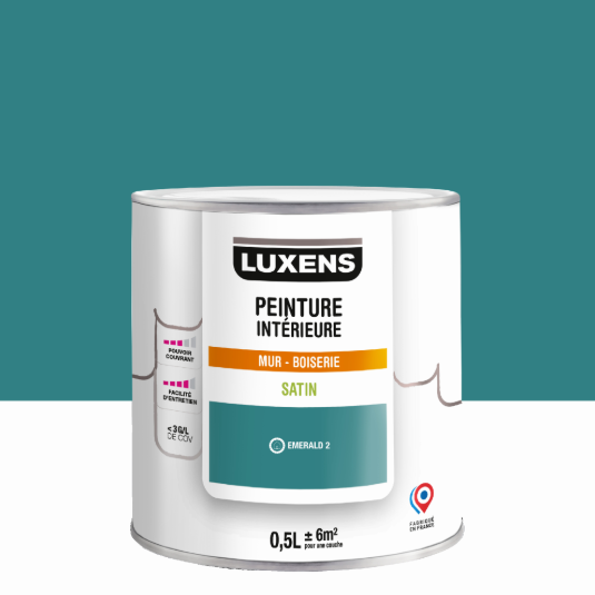 Peinture mur, boiserie emerald 2 satin LUXENS Intérieure 0.5L
