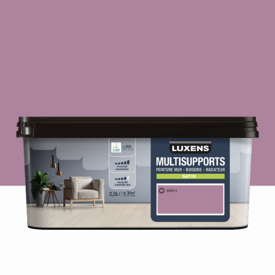 Peinture mur, boiserie, radiateur berry 5 satin LUXENS , 2.5L