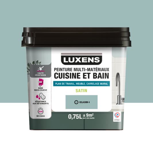 Peinture carrelage, meuble, crédence celadon 4 satin LUXENS Cuisine et bain 0.75