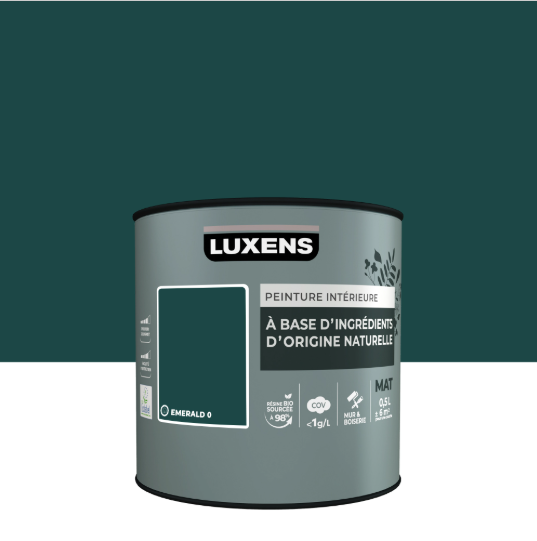 Peinture mur, boiserie emerald 0 mat LUXENS Biosourcée 0.5L
