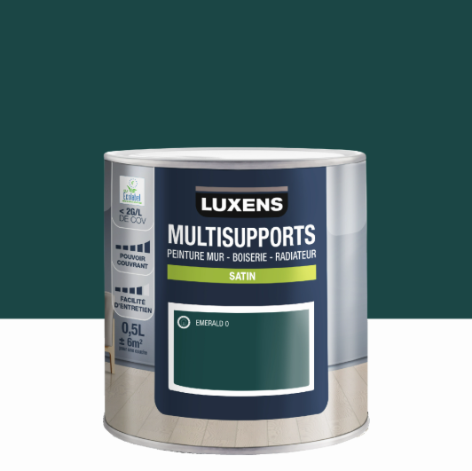 Peinture mur, boiserie, radiateur emerald 0 satin LUXENS , 0.5L