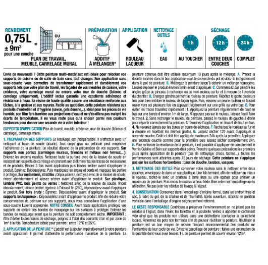 Peinture carrelage, meuble, crédence fjord 2 satin LUXENS Cuisine et bain 0.75L