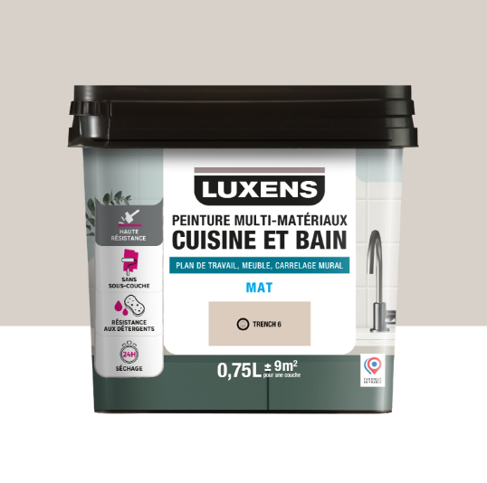 Peinture carrelage, meuble, crédence trench 6 mat LUXENS Cuisine et bain 0.75L