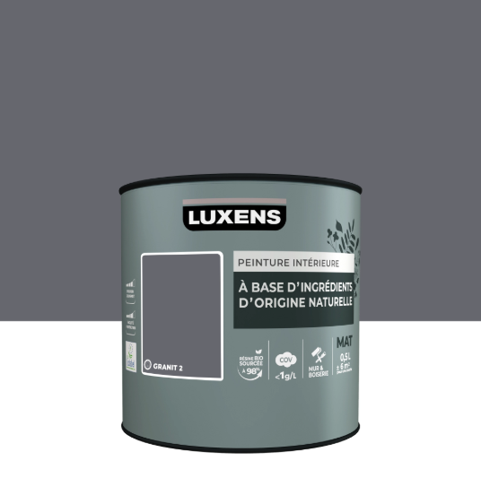 Peinture mur, boiserie granit 2 mat LUXENS Biosourcée 0.5L