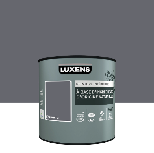 Peinture mur, boiserie granit 2 mat LUXENS Biosourcée 0.5L