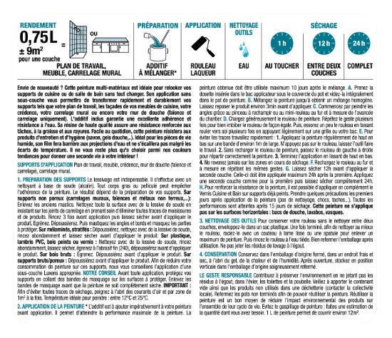 Peinture carrelage, meuble, crédence sage 5 mat LUXENS Cuisine et bain 0.75L