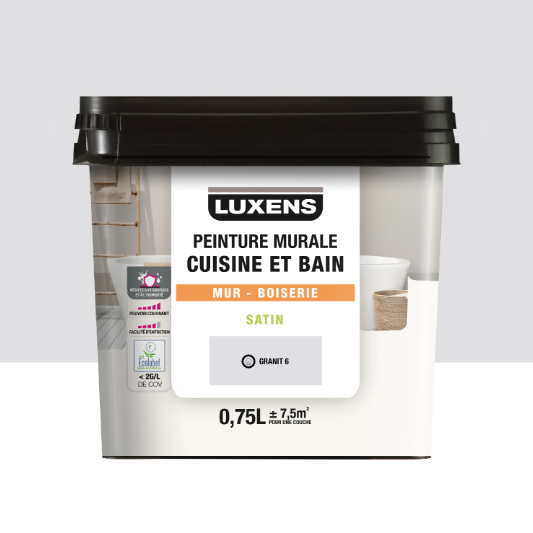 Peinture mur, boiserie granit 6 satin LUXENS Cuisine et bain 0.75L