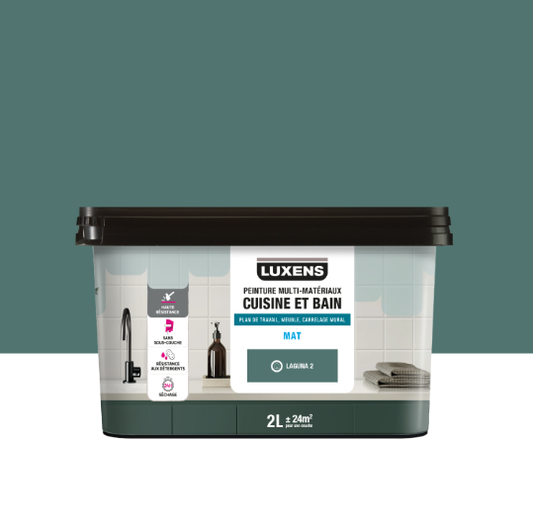 Peinture carrelage, meuble, crédence laguna 2 mat LUXENS Cuisine et bain 2L