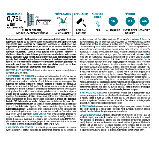 Peinture carrelage, meuble, crédence havana 6 mat LUXENS Cuisine et bain 0.75L