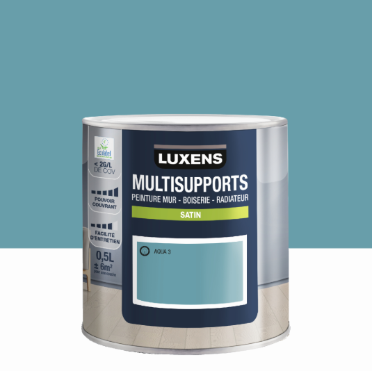Peinture mur, boiserie, radiateur aqua 3 satin LUXENS , 0.5L