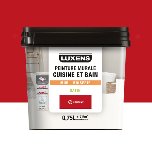 Peinture mur, boiserie crimson 2 satin LUXENS Cuisine et bain 0.75L