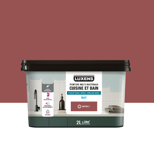 Peinture carrelage, meuble, crédence bistro 2 mat LUXENS Cuisine et bain 2L