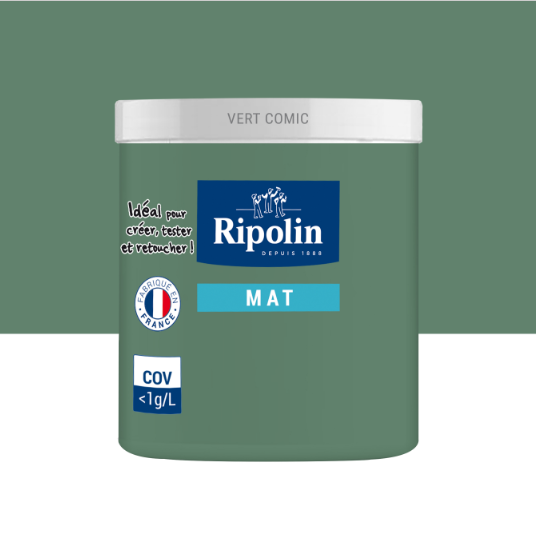 Testeur peinture mur, boiserie, radiateur vert comic mat RIPOLIN Intérieur 0.075