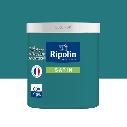 Testeur peinture mur, boiserie, radiateur bleu pop satiné RIPOLIN Intérieur 75ml
