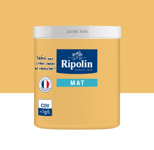 Testeur peinture mur, boiserie, radiateur jaune niki mat RIPOLIN Intérieur 75ml