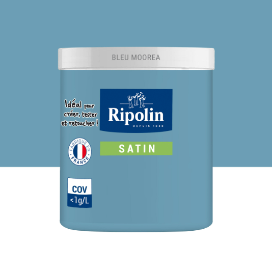 Peinture mur, boiserie, radiateur bleu moorea satiné RIPOLIN Intérieur 75ml