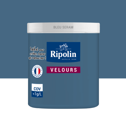 Testeur peinture mur, boiserie, radiateur bleu seram velours RIPOLIN Intérieur 75ml