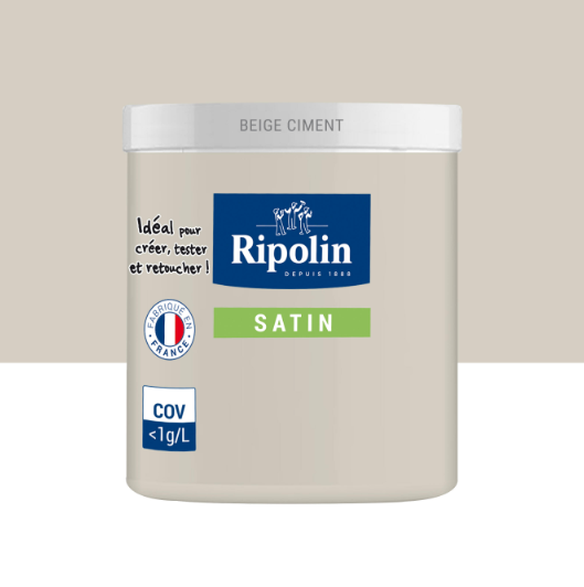 Testeur peinture mur, boiserie, radiateur beige ciment satiné RIPOLIN Intérieur 75ml