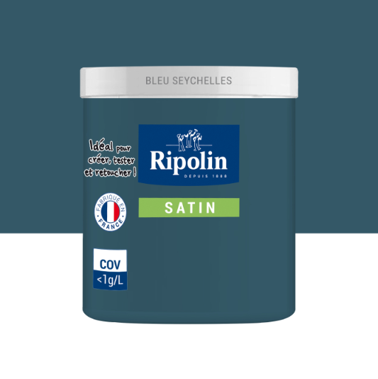 Testeur peinture mur, boiserie, radiateur bleu seychelles satiné RIPOLIN Intérieur 75ml