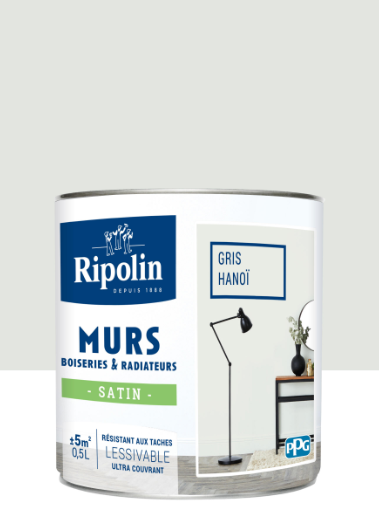 Peinture mur, boiserie, radiateur gris hanoï satiné RIPOLIN Intérieur 0.5l