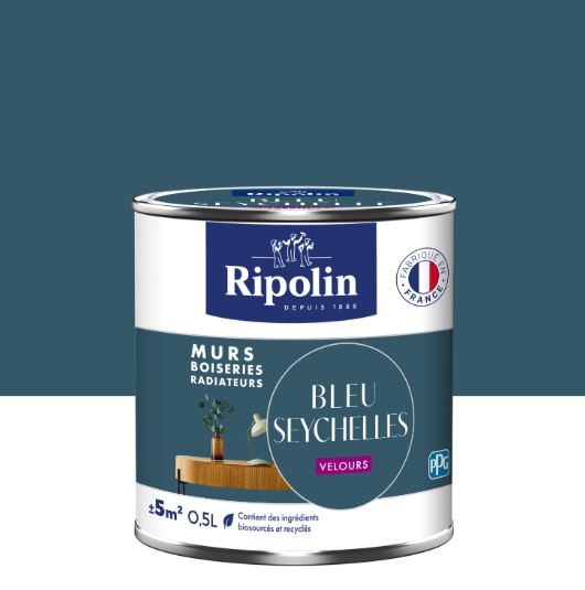 Peinture mur bleu seychelle velours RIPOLIN Intérieur 0.5L