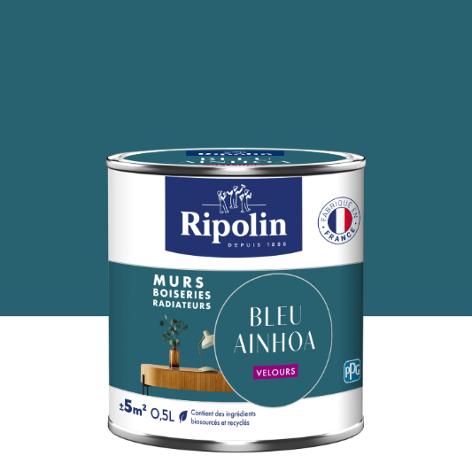 Peinture mur bleu ainhoa velours RIPOLIN Intérieur 0.5L