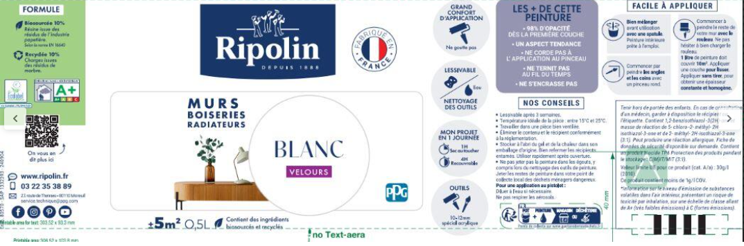 Peinture mur bleu ainhoa velours RIPOLIN Intérieur 0.5L