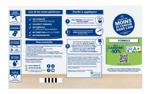 Peinture mur, boiserie, radiateur blanc cassé satiné RIPOLIN Intérieur 0.5l