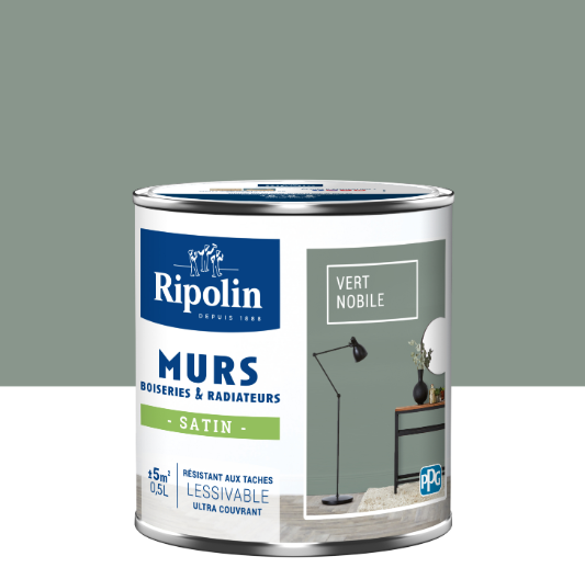 Peinture mur, boiserie, radiateur vert nobile satiné RIPOLIN Intérieur 0.5l