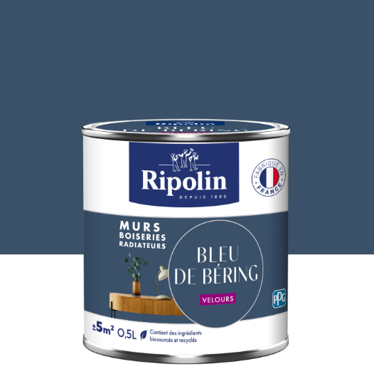 Peinture mur bleu de bering velours RIPOLIN Intérieur 0.5L